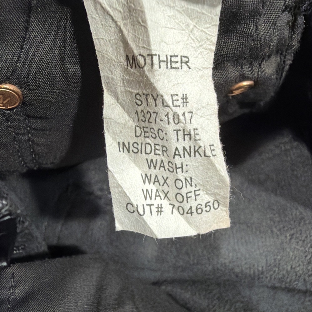 MOTHER The Insider Ankle Wax On Wax Off Woman's Size 25 Faux Vegan Leather Black - Picture 9 of 16